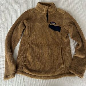 Patagonia Tan Fleece Jacket with Navy Accents